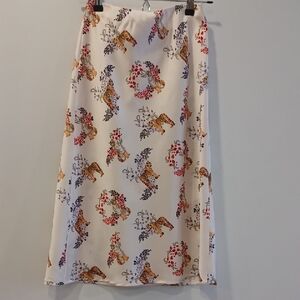 Cream Floral & Tiger Print Mini Skirt